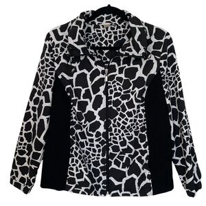 AlLLISON DALEY PETITE Women’s Front Zip‎ Jacket Lightweight Blk/Wht. Giraffe 10P